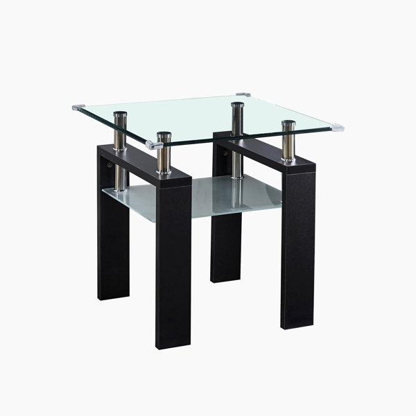 Wrought Studio Florimond Glass Top Pedestal End Table Set Wayfair